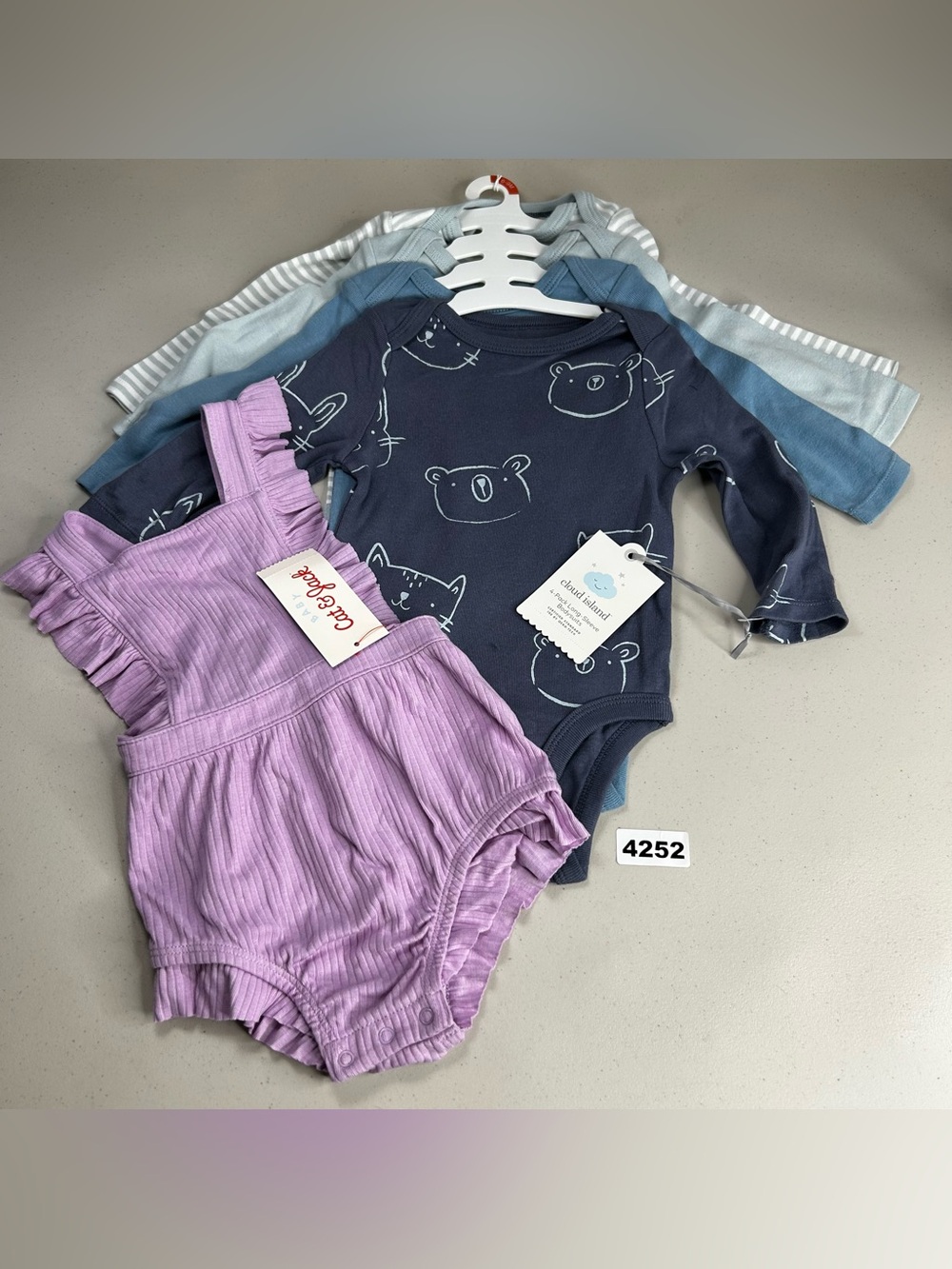 Cloud Island Cat & Jack Baby 6-9M 5pc Long Sleeve Bodysuits Ribbed Ruffle Romper